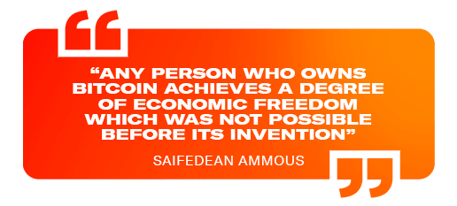 "Any person who owns Bitcoin achieves a degree of economic freedom which was not possible before its invention"