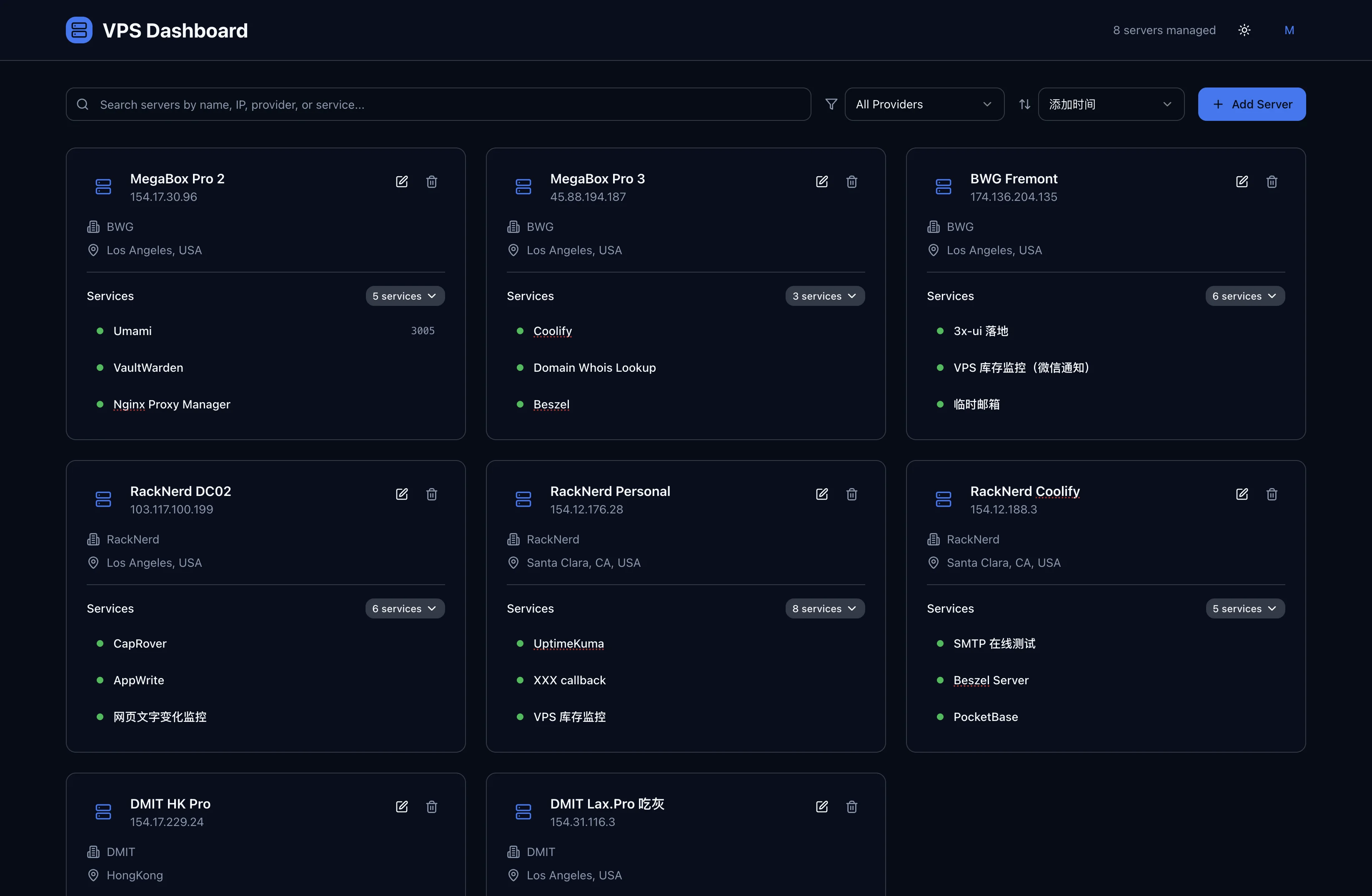 VPS Services DashBoard