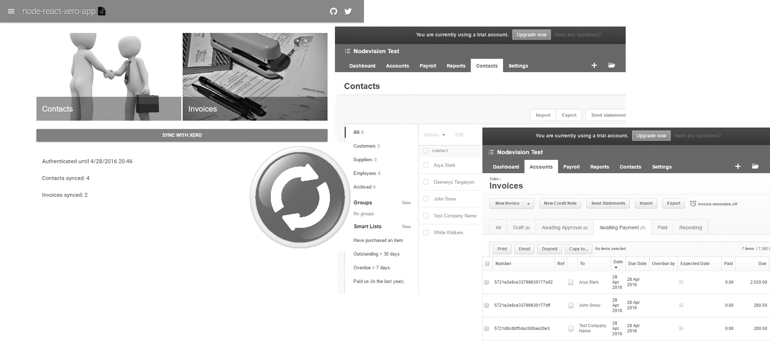 How to integrate Node.JS/React App with Xero