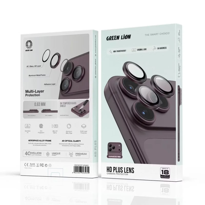 Green Lion Hd Plus Camera Lens For Iphone 18Pro And 18 Pro Max - Burgundy