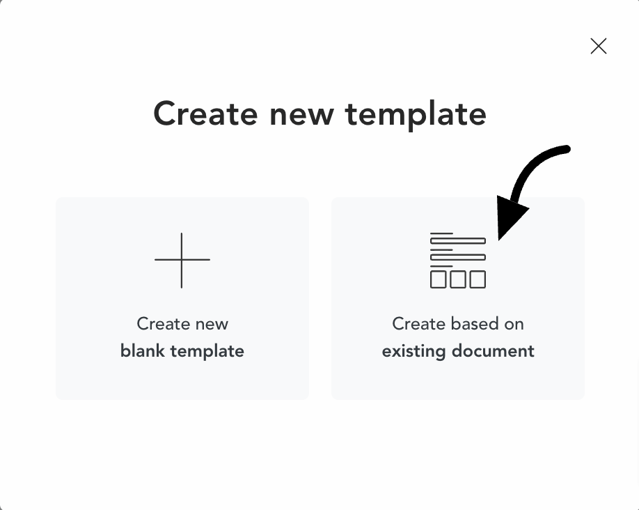 Creating new tamplate based on existing document