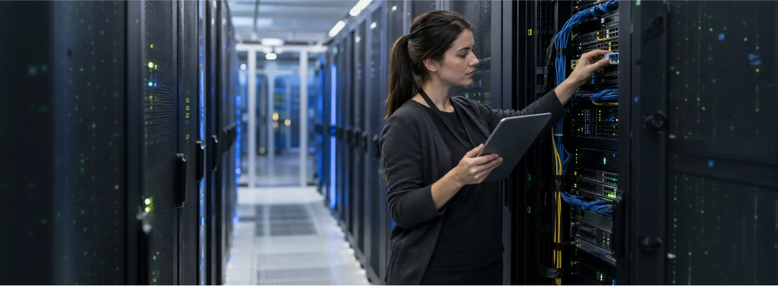 IT specialist performing Apache OFBiz server maintenance in a data center