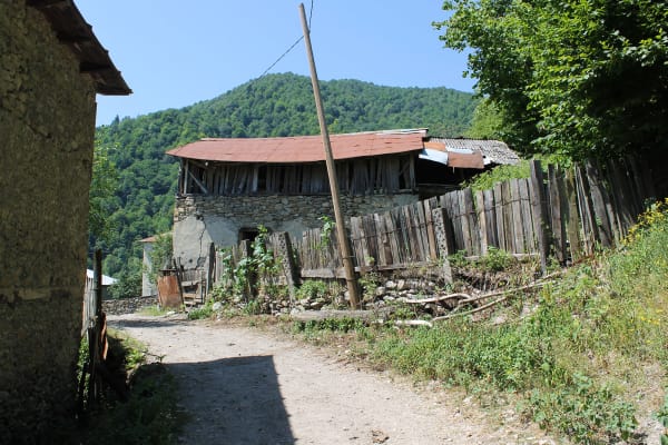 A village in Upper Svanetia on the road from Lentekhi to Ushguli