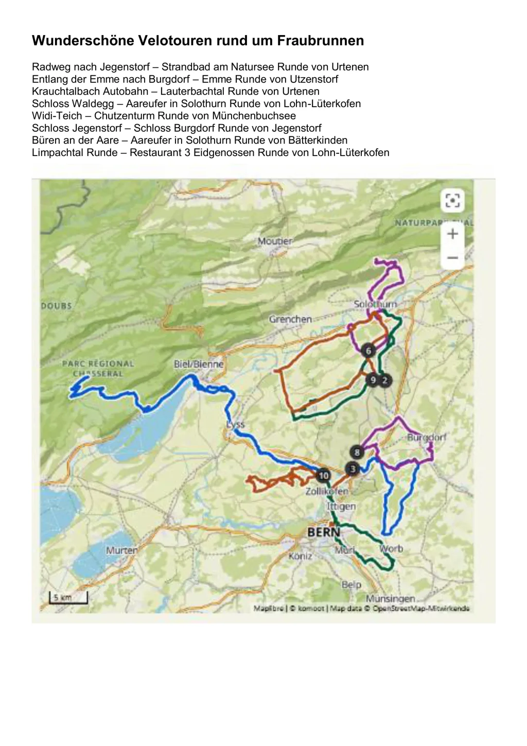 Tolle Radtouren rund um Fraubrunnen