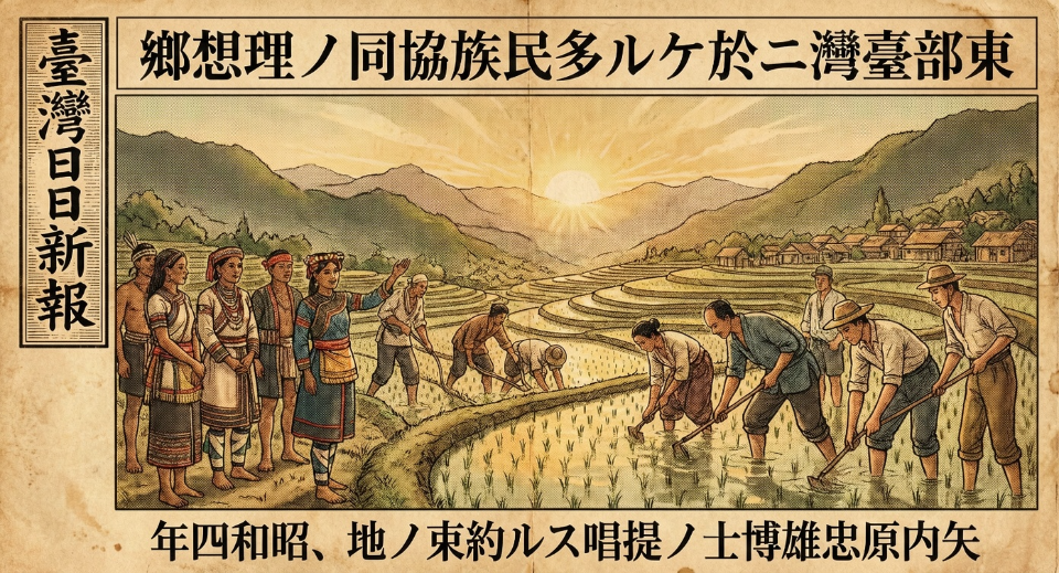 AI生成在東部臺灣的多民族協同之理想鄉