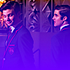 Glee's Kurt/Blaine w/Violet gradient to transparent w/color starting at bottom