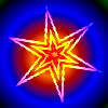 Bright yellow&red star in ctr of blue ring