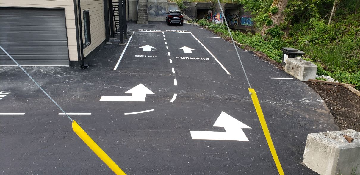 Enterprise parking line paint project 1 Freshly painted parking lines
