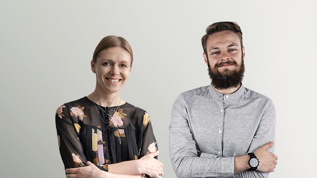 Aistė, Head of Product, and Šarūnas, Marketing Project Manager pose for the camera