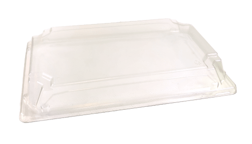 Låg til Sushi tray mellem, klar, RPET, snap-on, rektangulær