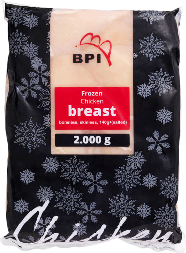 Kyllingebryst, BLOK, saltet - 2kg pr pk, 140g+ pr. stk.