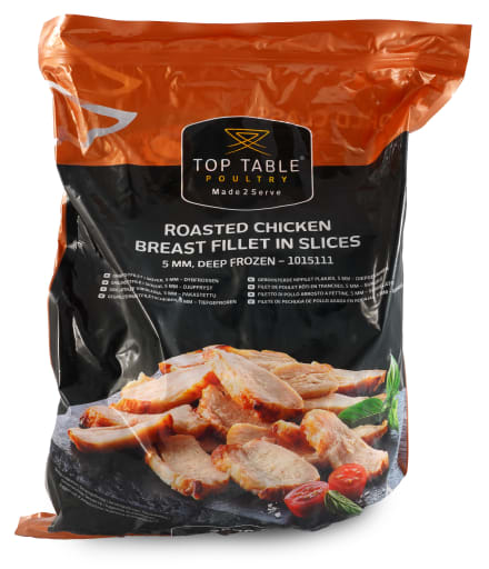 Roasted chicken slices  5 mm, 2,5 kg.