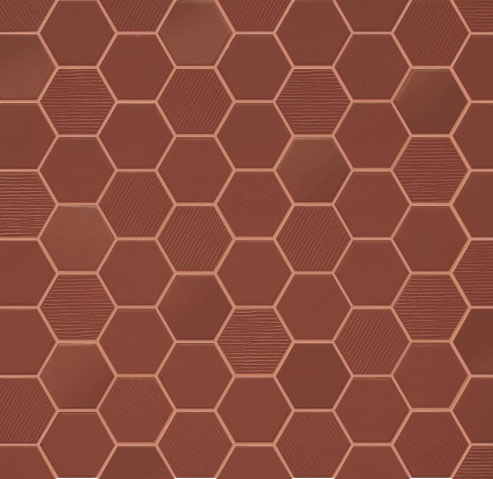 Hexa mosaikkflis Rusty Red Mix