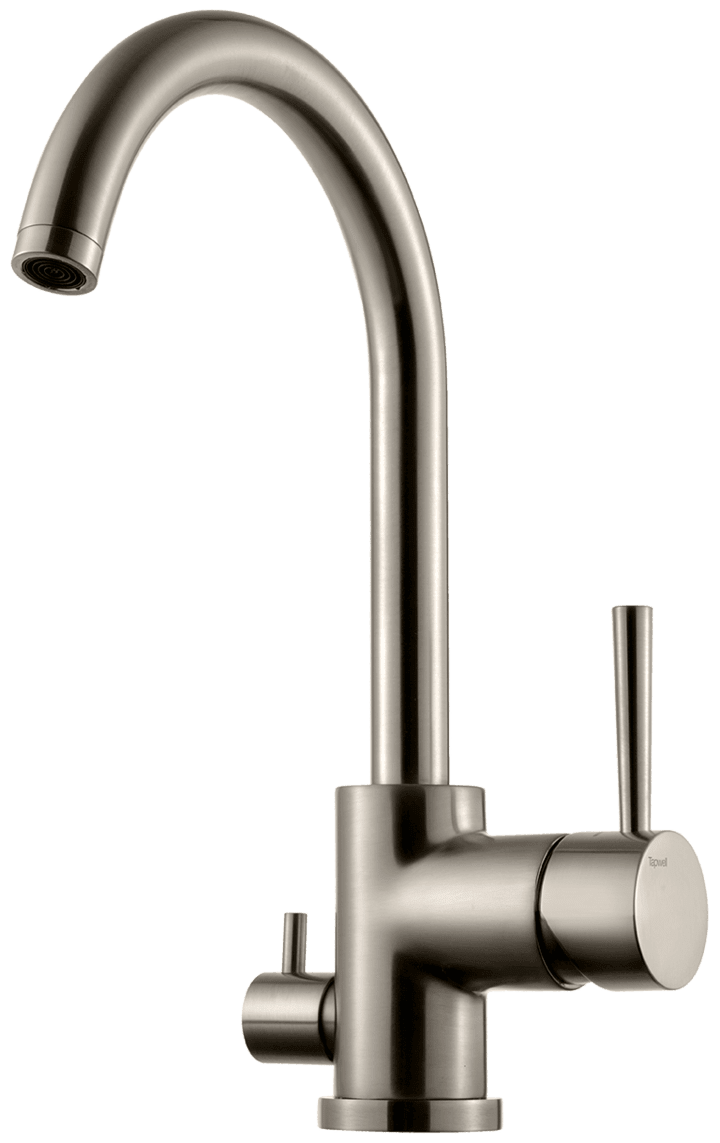 Tapwell Evo184 Brushed Nickel Kjøkkenkran Med Avstengning Til Oppvaskmaskin