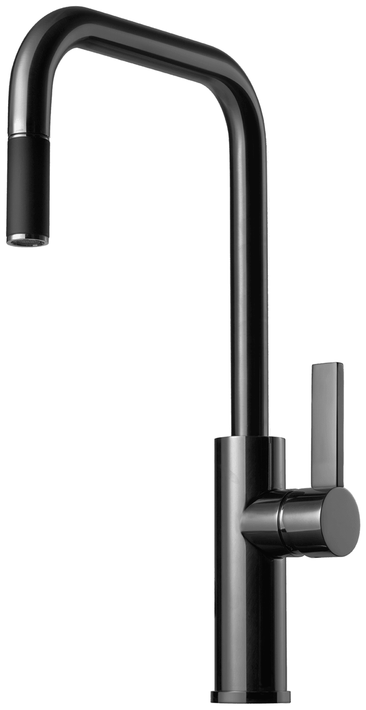 Tapwell Arm985 Black Chrome Kjøkkenkran med Uttrekkbar Hånddusj