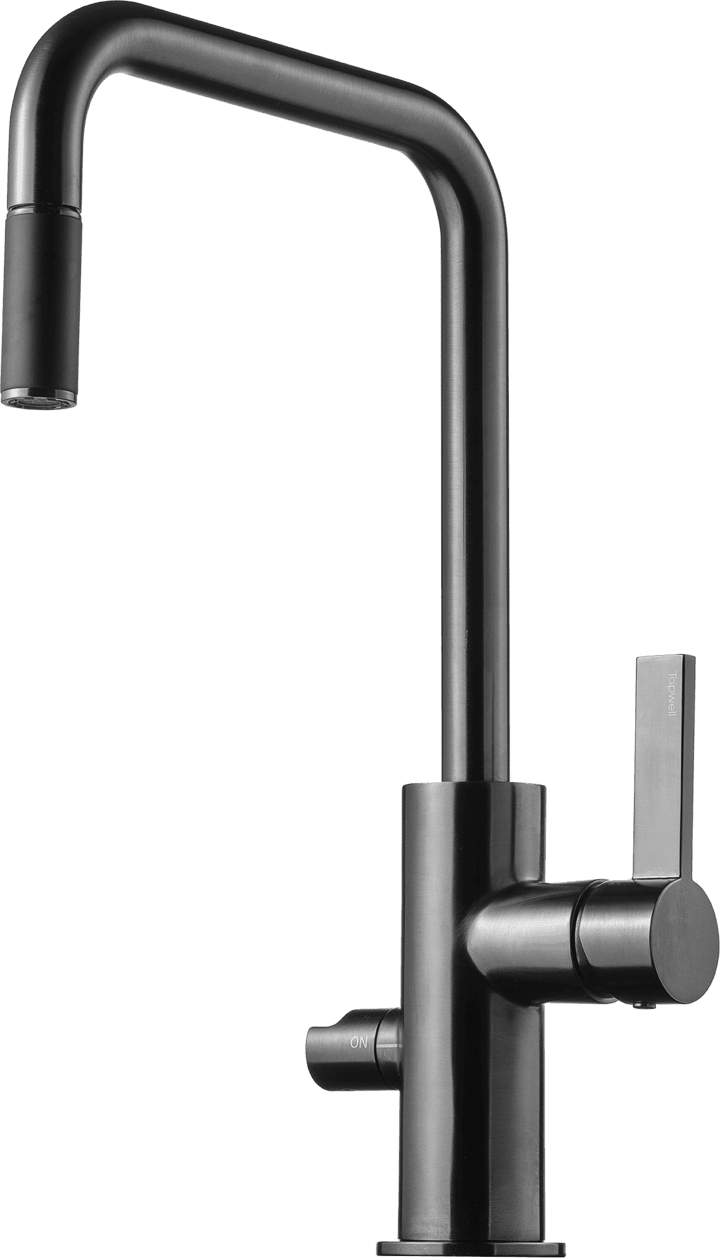 Tapwell ARM887 Brushed Black Chrome Kjøkkenkran med Uttrekkbar Hånddusj