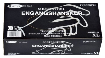 Engangshansker Nitril Sorte Pudderfri 100Pk. Str. L