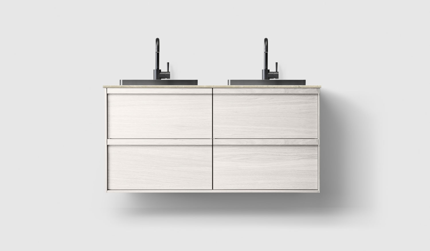 Haven H2 120cm White Wood inkl. benkeplate Norrvange Beige og Servant Black Chrome