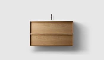 Haven H2 100cm Oak Wood baderomsmøbel med porselensservant