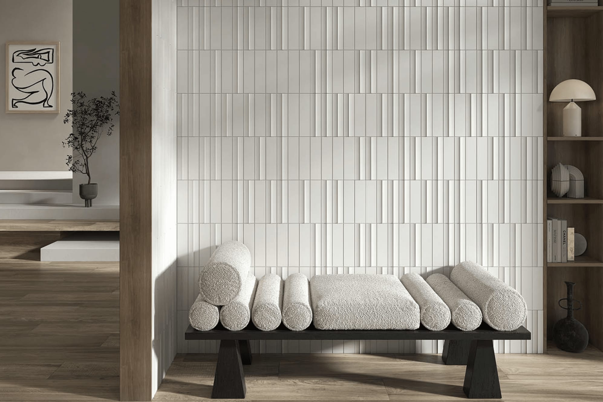 Vibes dekorfliser med riller som veggflis