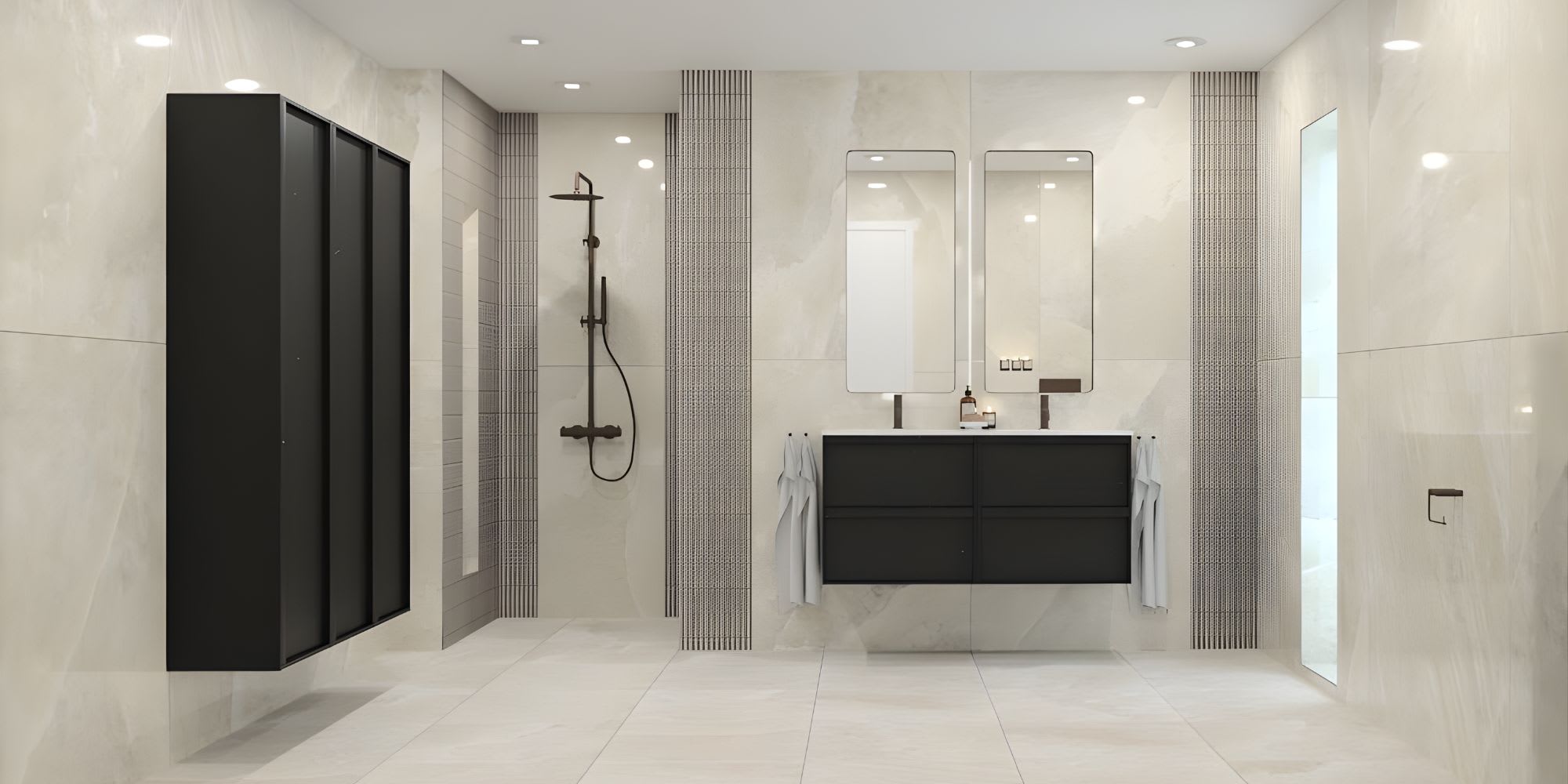 Komplett bad med fliser og baderomsinnredning hos Norfloor.