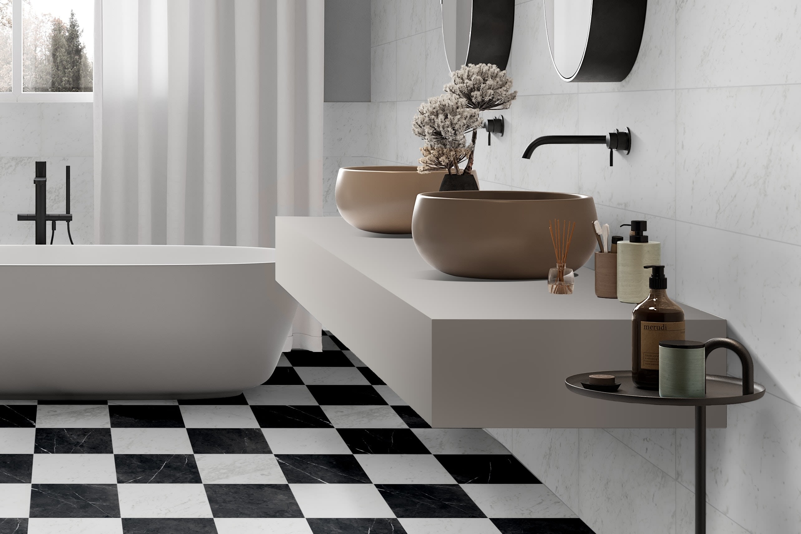 Classica Carrara NeroMarq 30x60 30x30. Classica-kolleksjonen fra Ceramica Magica – gir fliser inspirert av marmor.