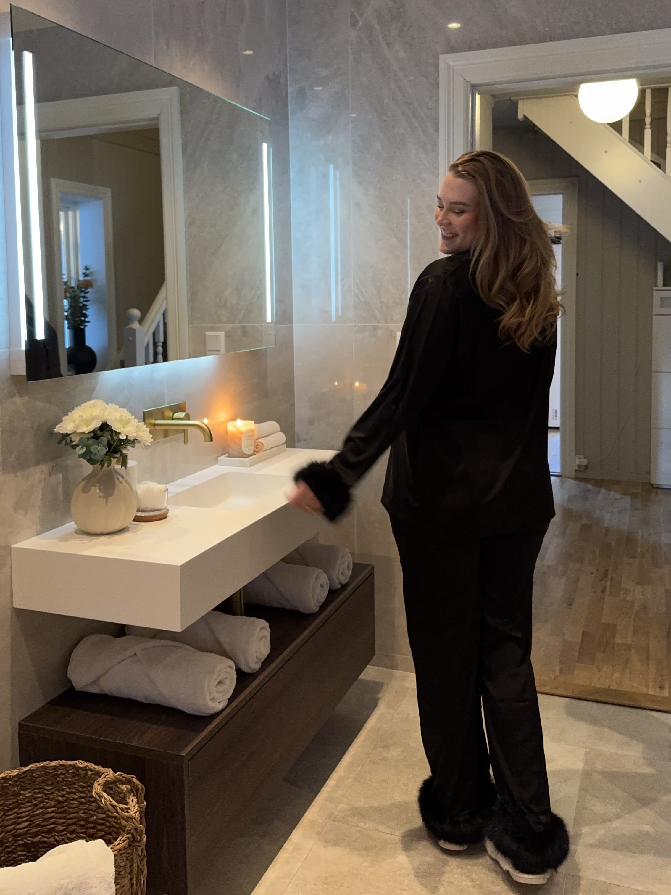 Hjemme hos Helene Furø sitt baderom