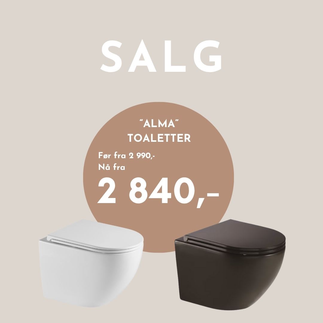 Hvit matt og sort matt vegghengte toaletter