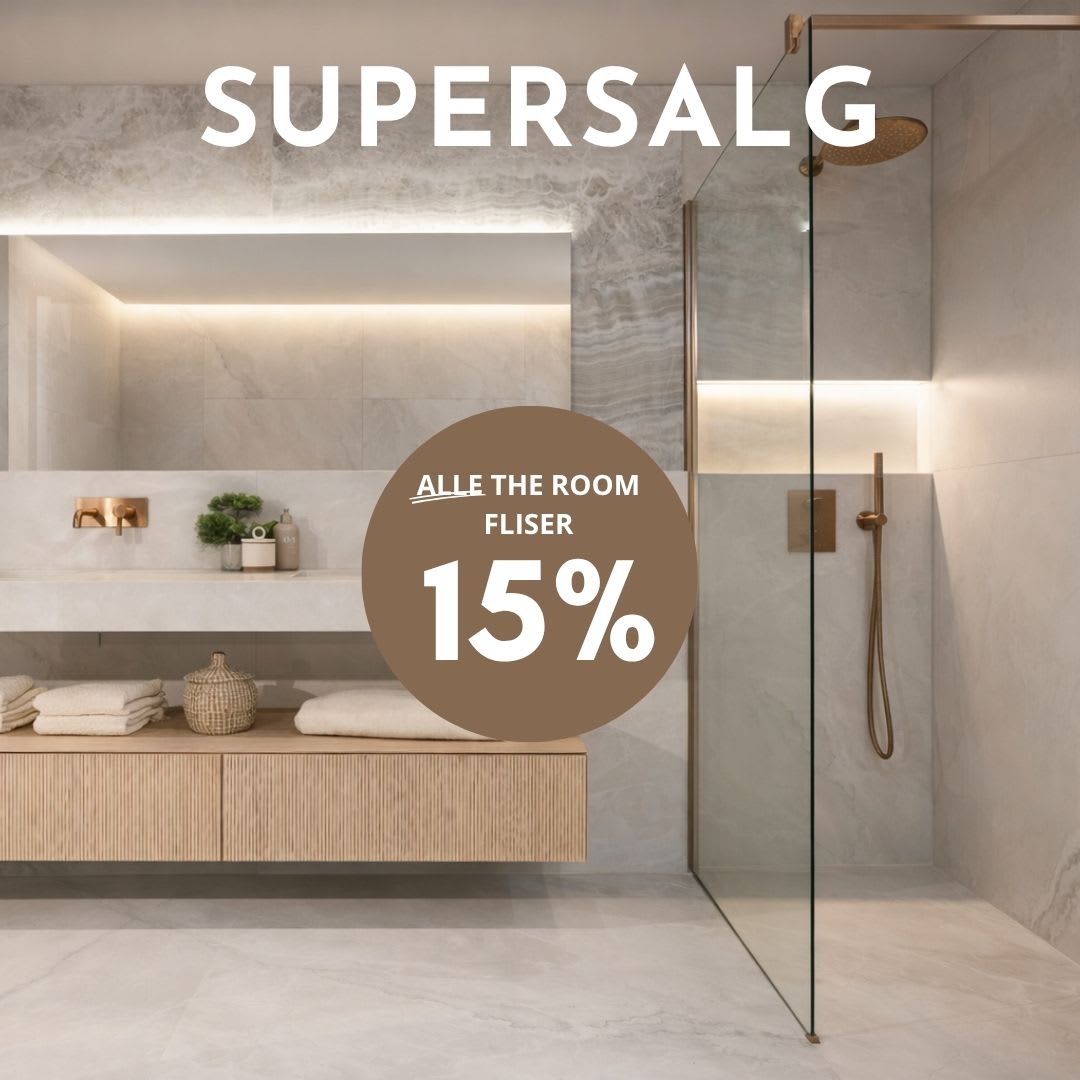 Salg på fliser til baderom og baderomsinnredning i moderne stil hos Norfloor