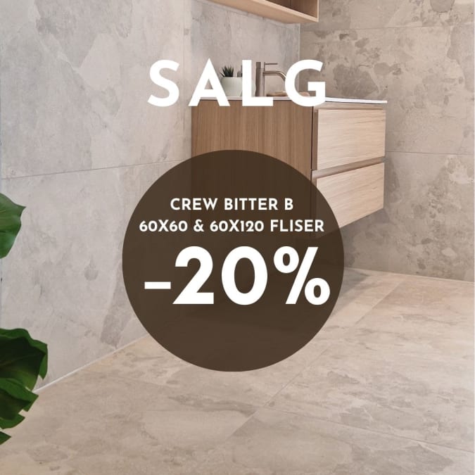 Crew Bitter baderomsfliser som gulvfliser og gangfliser