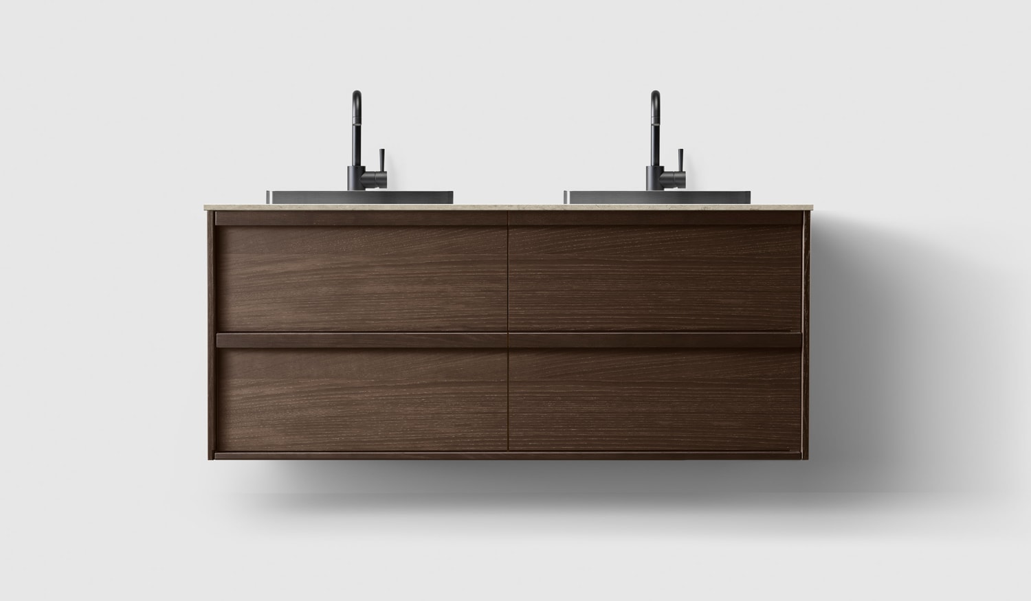 Haven H2 140cm Smoked Oak Wood benkeplate Norrvange Light Grey Servant Black Chrome