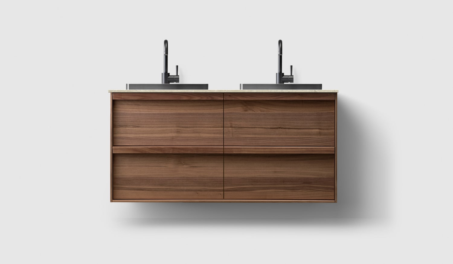 Haven H2 120cm Walnut Wood inkl. benkeplate Norrvange Beige og Servant Black Chrome