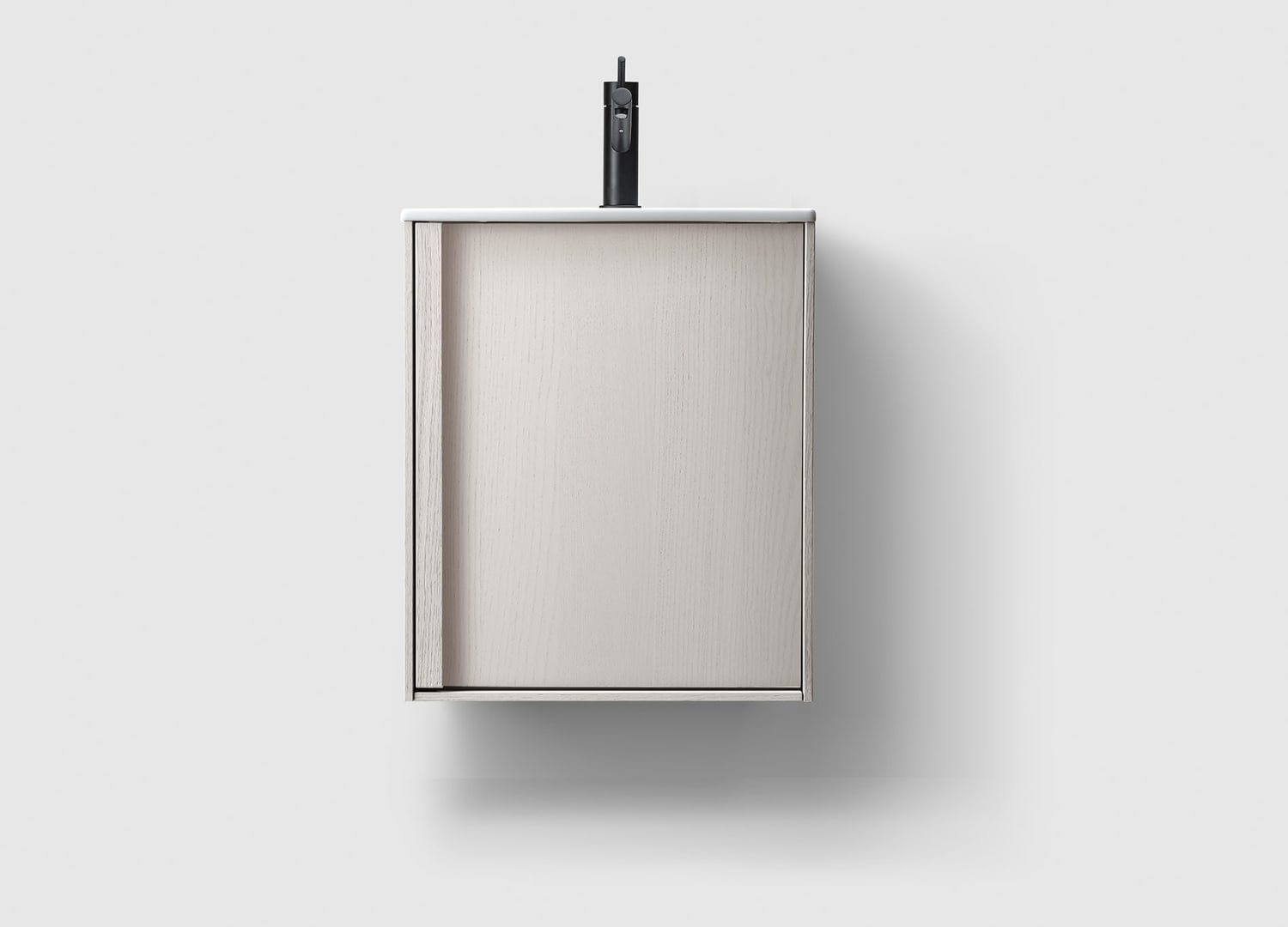 Haven H2/50S White Wood høyrehengslet baderomsmøbel med servant i porselen