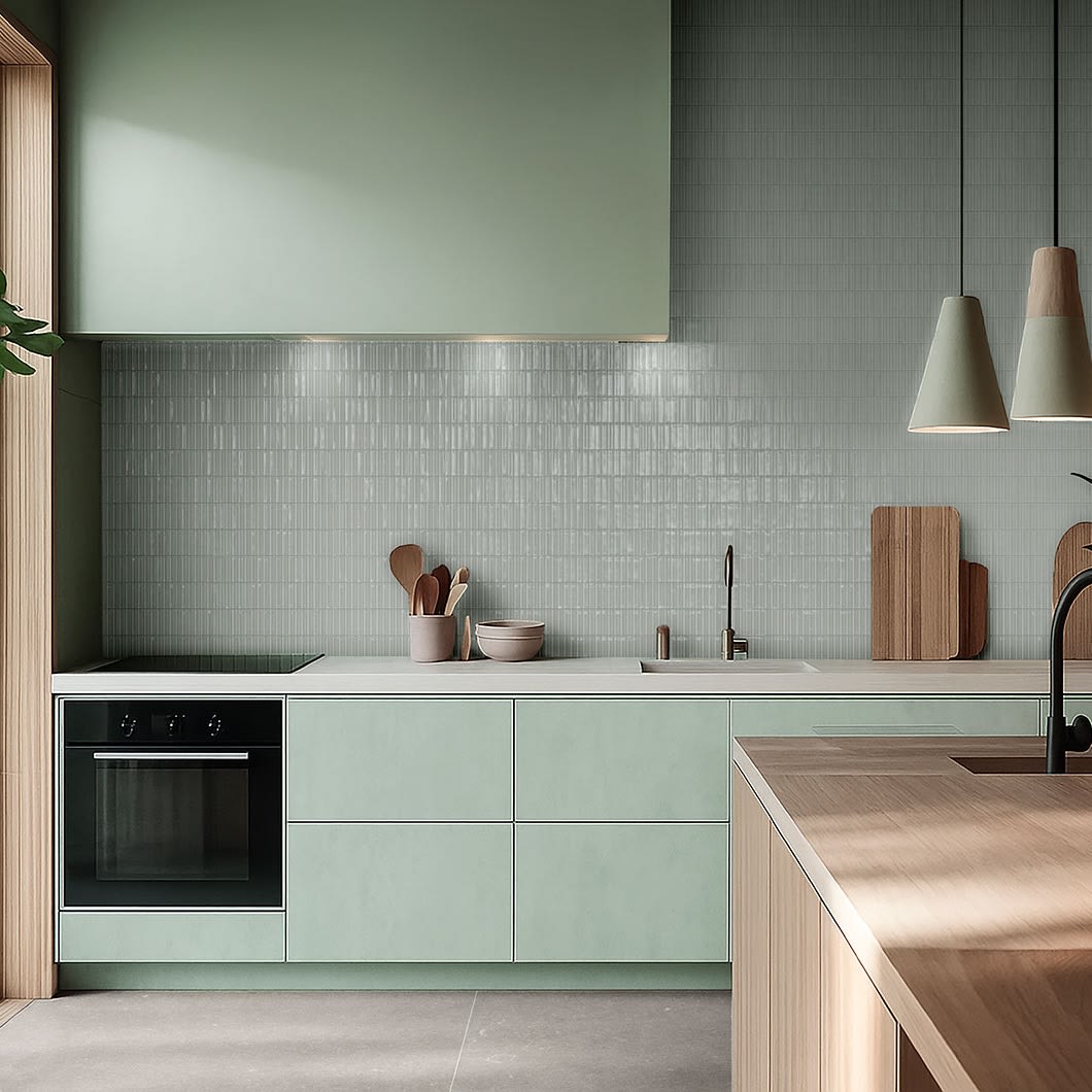 Mini Stick Misty Olive 31,6x31,6 Glossy Mosaikk