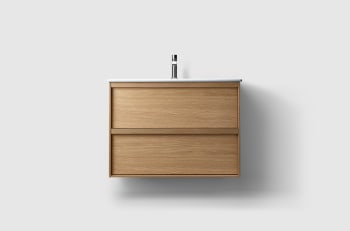 Haven H2 80cm Oak Wood baderomsmøbel med porselensservant