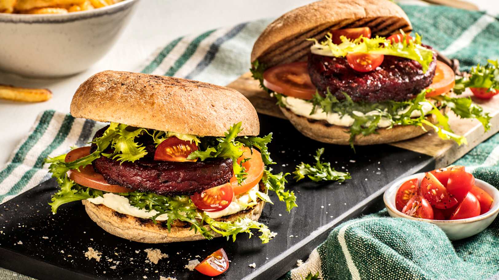 Saftig vegetarburger med aioli