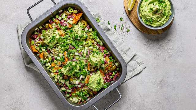 Vegetarnachos med avokadokrem