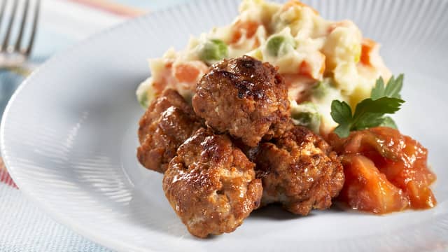 Tacokjøttboller med grønnsaksmos