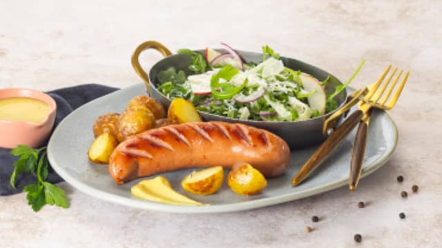 Kjøttpølse med frisk salat