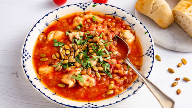 Tomat- og linsesuppe