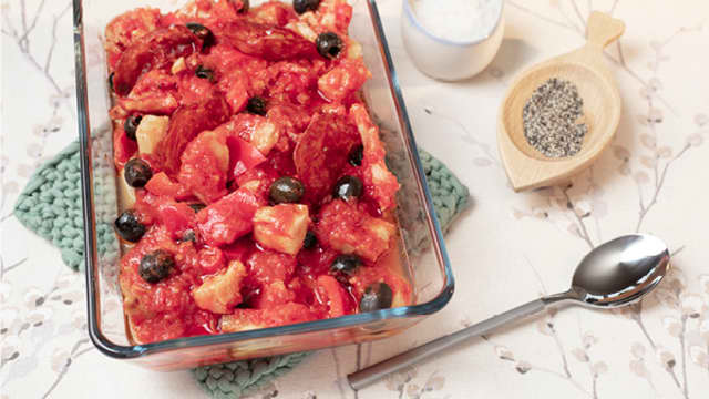 Ovnsbakt klippfisk med poteter og tomat