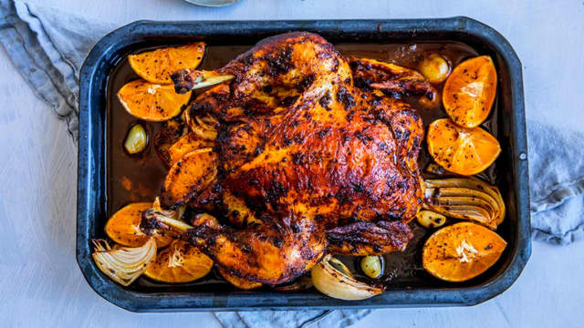 Helstekt kylling med appelsin