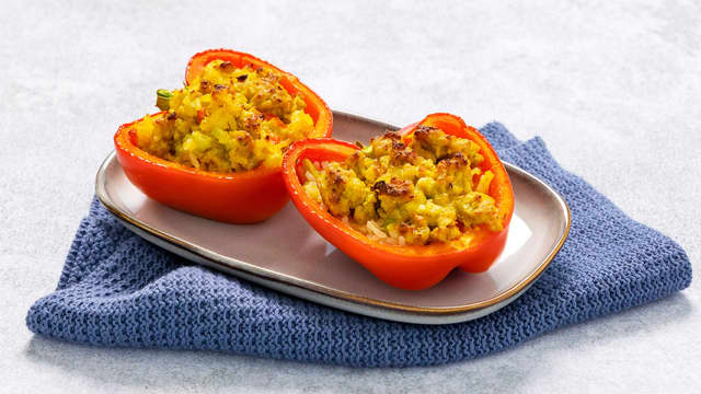 Bakt paprika med karrikylling