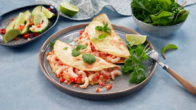 Quesadilla med reker