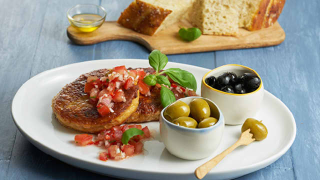 Italienskinspirert fiskeburger med focaccia