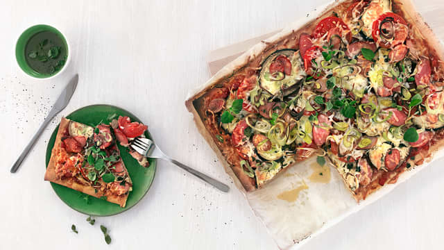 Familiepizza i langpanne
