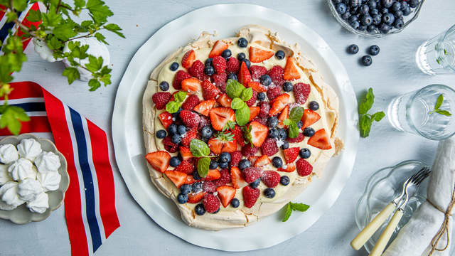 Pavlova i rødt, hvitt og blått
