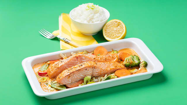 Ovnsbakt laks med pesto