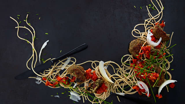 Pasta med Aubergine- og Quinoabiffer