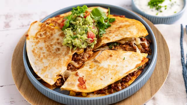 Quesadilla med kjøttdeig og mais